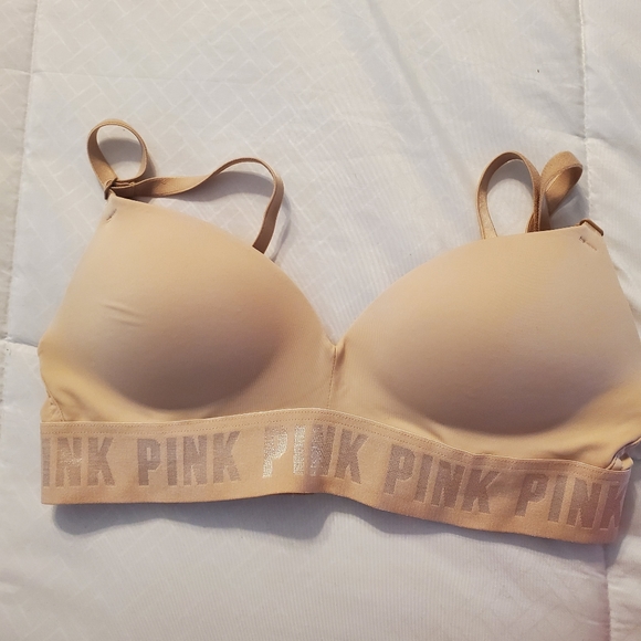 VS Pink tan bra padded push up, no underwire. 32A - Picture 1 of 4
